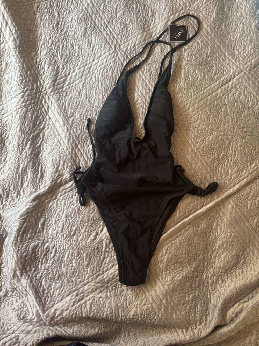 Black Deep V One-Piece Swimsuit